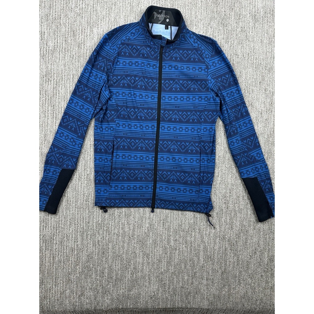 Greyson Sequoia Jacket Mens Med Blue Full Zip Performance Golf Stretch Aztec